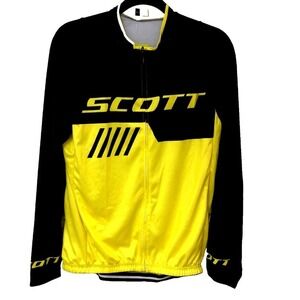 NWT SCOTT Mens Cycling Jersey Jacket Full Zip Black Yellow Breathable Biking 2XL